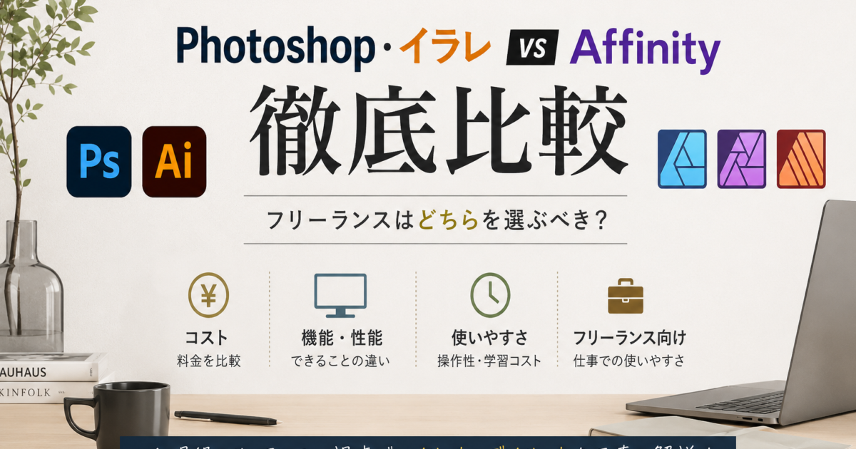 Photoshop・Illustrator vs Affinity徹底比較【2026年版】フリーランスはどちらを選ぶべき？